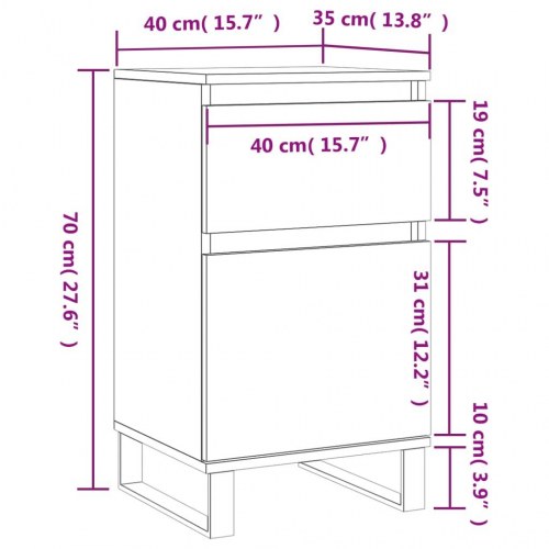 Skænk 40×35×70 cm i konstrueret træ - sonoma-eg