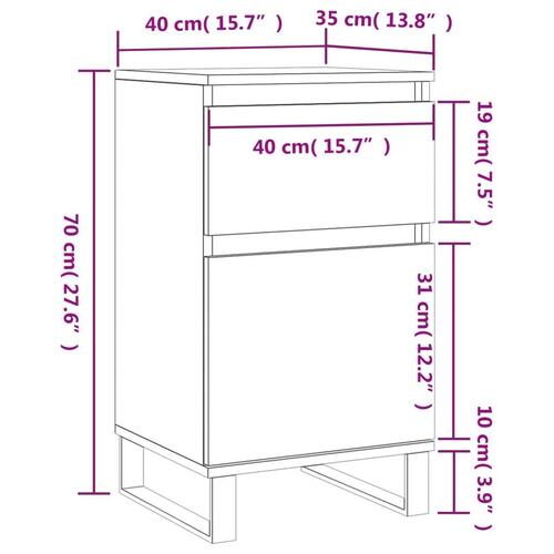 Skænk 40x35x70 cm konstrueret træ røget egetræsfarve