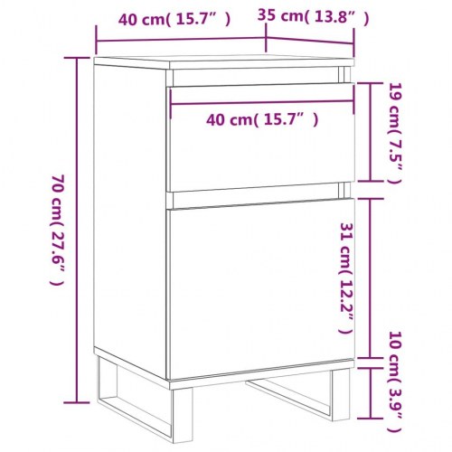 Skænk 40 × 35 × 70 cm i konstrueret træ - grå sonoma-eg