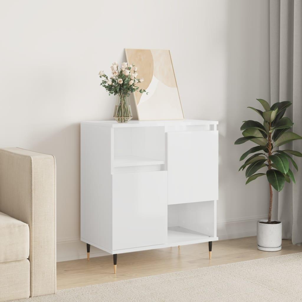 Skænk 60x35x70 cm konstrueret træ hvid højglans