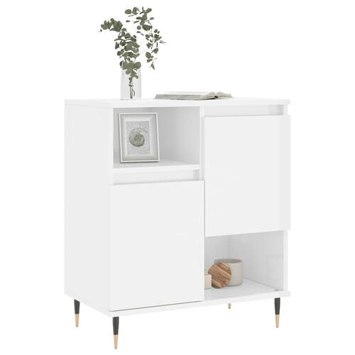 Skænk 60x35x70 cm konstrueret træ hvid højglans