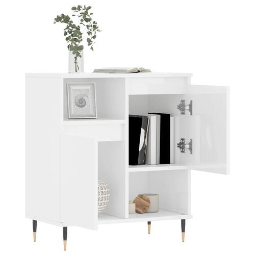 Skænk 60x35x70 cm konstrueret træ hvid højglans