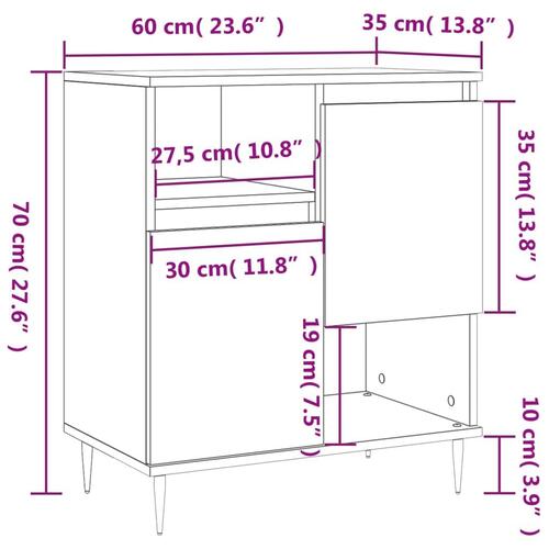 Skænk 60x35x70 cm konstrueret træ betongrå