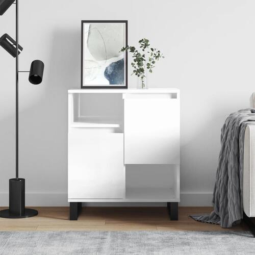 Skænk 60x35x70 cm konstrueret træ hvid højglans