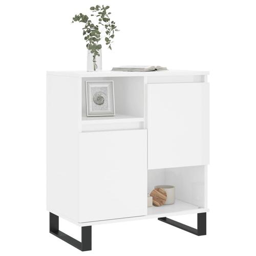 Skænk 60x35x70 cm konstrueret træ hvid højglans