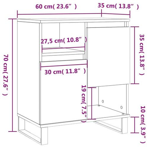 Skænk 60x35x70 cm konstrueret træ hvid højglans