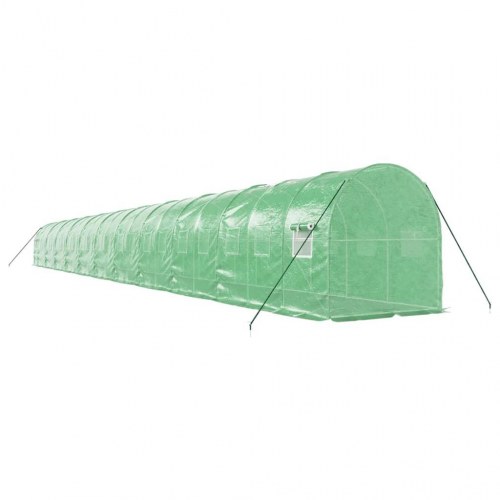 Drivhus med stålstel 44 m² - 22 × 2 × 2 m, grøn