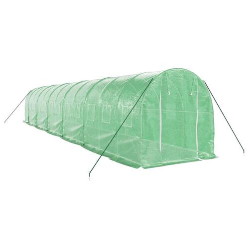Drivhus med stålstel 24 m² 12x2x2 m grøn