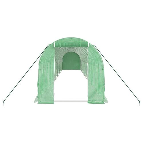Drivhus med stålstel 24 m² 12x2x2 m grøn
