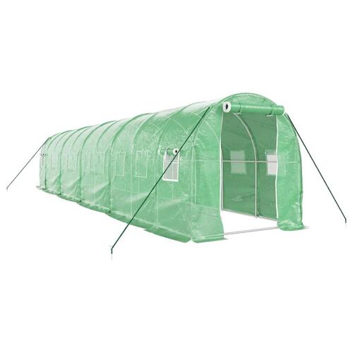 Drivhus med stålstel 20 m² 10x2x2 m grøn