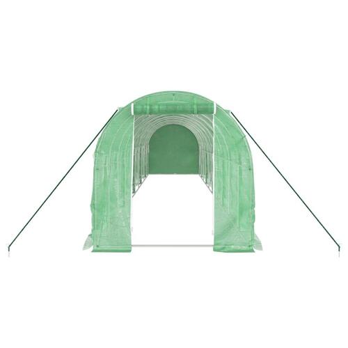 Drivhus med stålstel 20 m² 10x2x2 m grøn