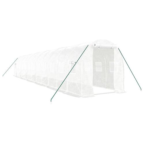 Drivhus med stålstel 24 m² 12x2x2 m hvid