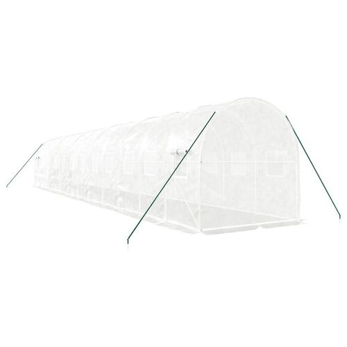 Drivhus med stålstel 24 m² 12x2x2 m hvid