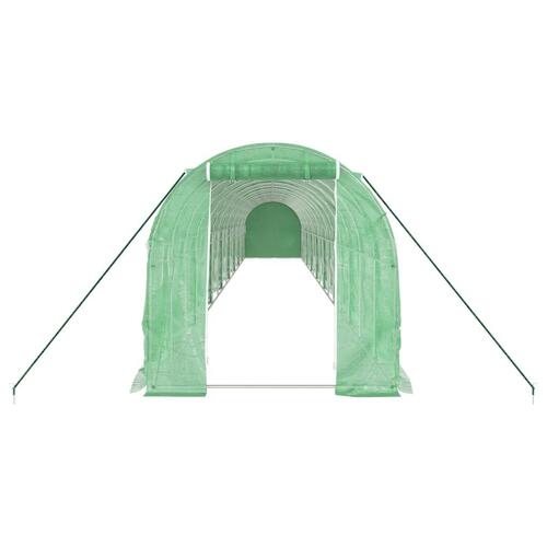 Drivhus med stålstel 32 m² 16x2x2 m grøn