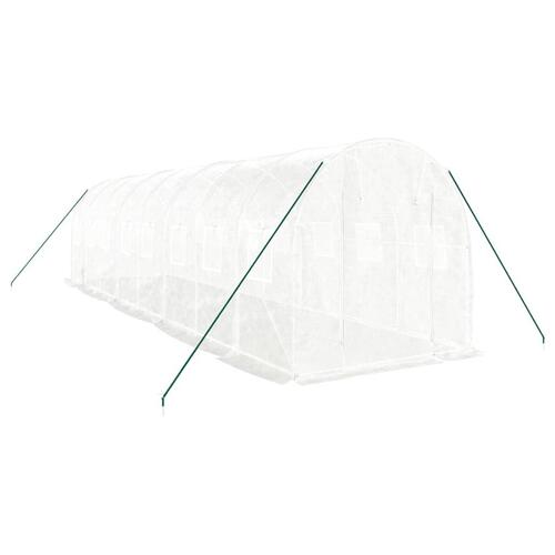 Drivhus med stålstel 16 m² 8x2x2 m hvid