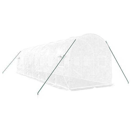 Drivhus med stålstel 16 m² 8x2x2 m hvid