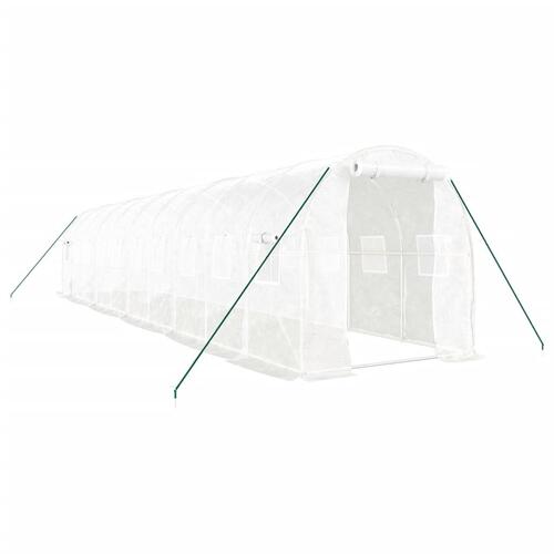 Drivhus med stålstel 20 m² 10x2x2 m hvid