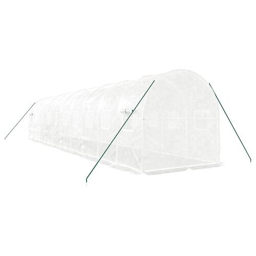 Drivhus med stålstel 20 m² 10x2x2 m hvid