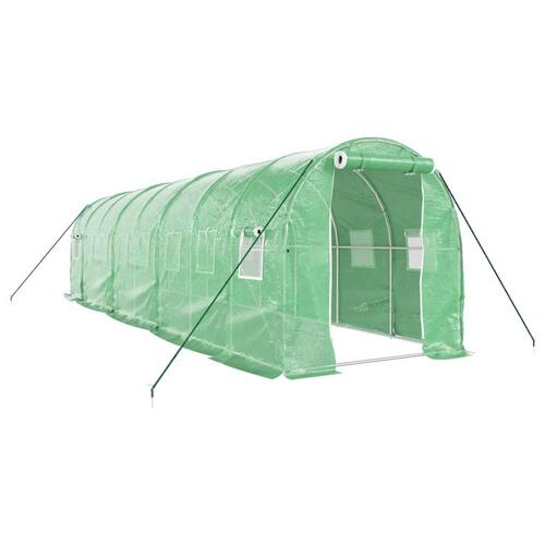 Drivhus med stålstel 16 m² 8x2x2 m grøn