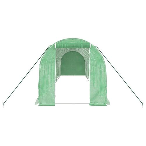 Drivhus med stålstel 16 m² 8x2x2 m grøn