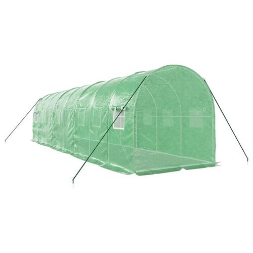 Drivhus med stålstel 16 m² 8x2x2 m grøn
