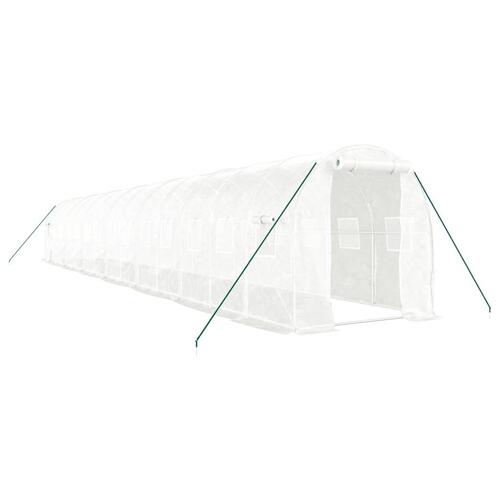 Drivhus med stålstel 28 m² 14x2x2 m hvid