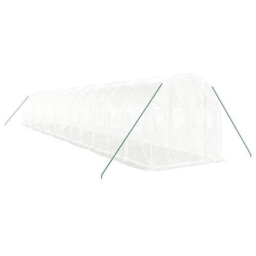 Drivhus med stålstel 28 m² 14x2x2 m hvid