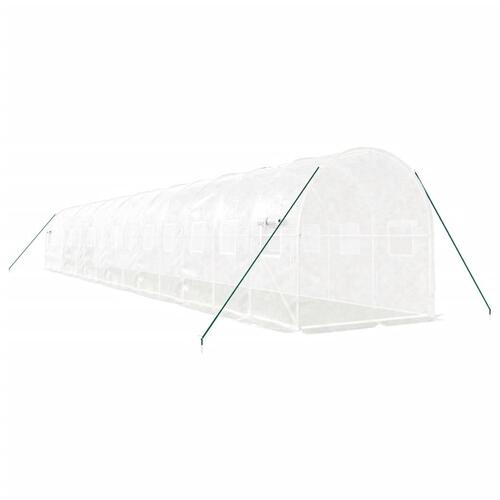 Drivhus med stålstel 28 m² 14x2x2 m hvid