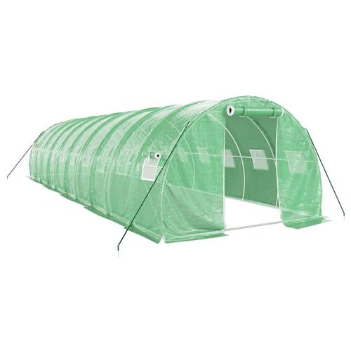 Drivhus med stålstel 30 m² 10x3x2 m grøn