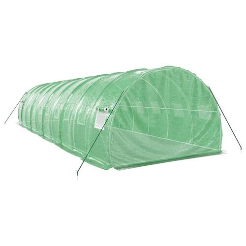 Drivhus med stålstel 30 m² 10x3x2 m grøn