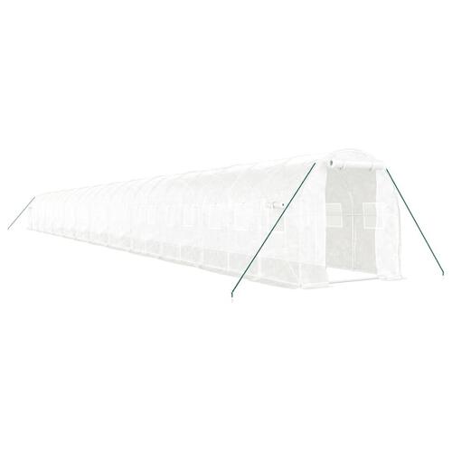 Drivhus med stålstel 48 m² 24x2x2 m hvid