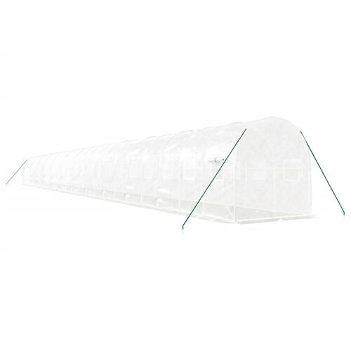 Drivhus med stålstel 48 m² 24x2x2 m hvid