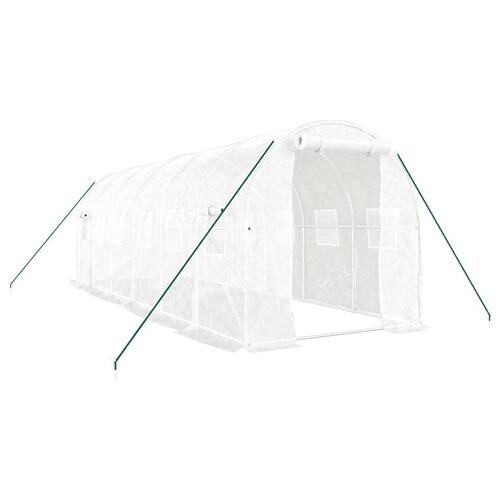 Drivhus med stålstel 12 m² 6x2x2 m hvid