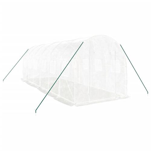 Drivhus med stålstel 12 m² 6x2x2 m hvid