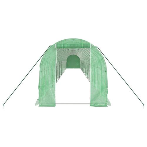 Drivhus med stålstel 36 m² 18x2x2 m grøn