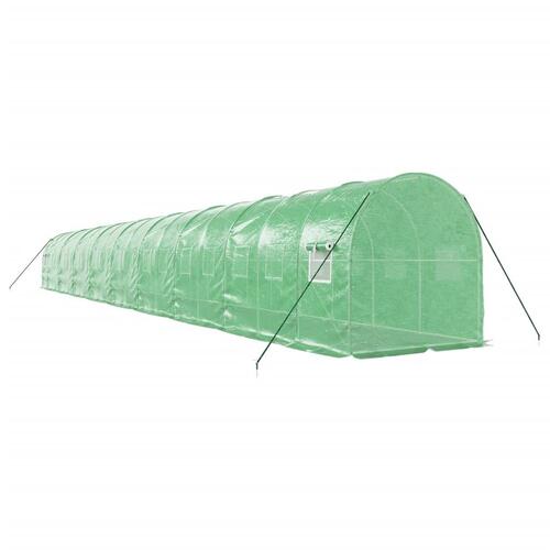 Drivhus med stålstel 36 m² 18x2x2 m grøn
