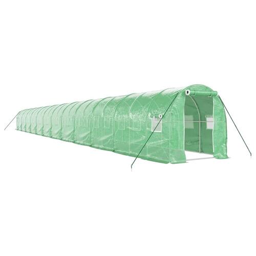 Drivhus med stålstel 48 m² 24x2x2 m grøn