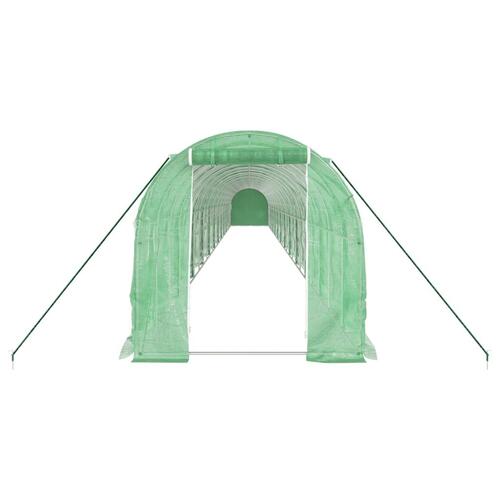 Drivhus med stålstel 48 m² 24x2x2 m grøn
