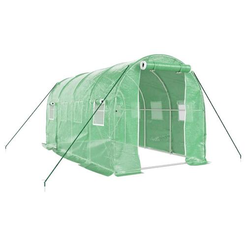 Drivhus med stålstel 8 m² 4x2x2 m grøn