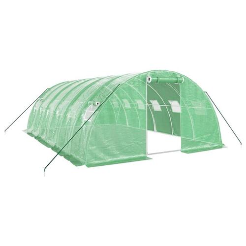 Drivhus med stålstel 24 m² 6x4x2 m grøn