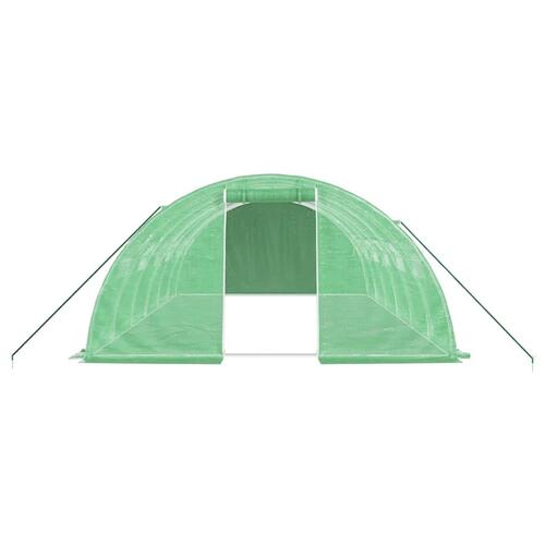 Drivhus med stålstel 24 m² 6x4x2 m grøn