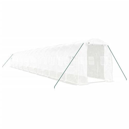 Drivhus med stålstel 32 m² 16x2x2 m hvid