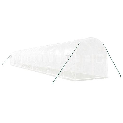 Drivhus med stålstel 32 m² 16x2x2 m hvid