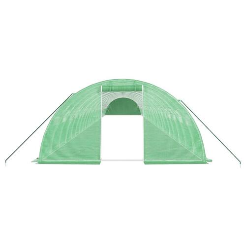 Drivhus med stålstel 96 m² 24x4x2 m grøn