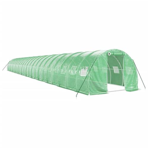 Drivhus med stålstel 72 m² 24x3x2 m grøn