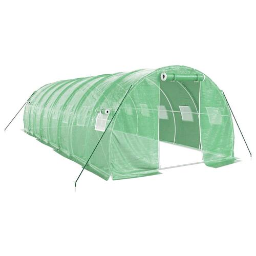 Drivhus med stålstel 24 m² 8x3x2 m grøn