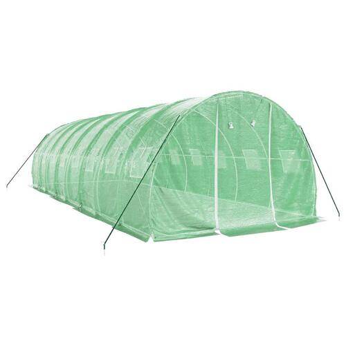 Drivhus med stålstel 24 m² 8x3x2 m grøn