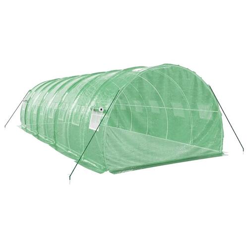 Drivhus med stålstel 24 m² 8x3x2 m grøn