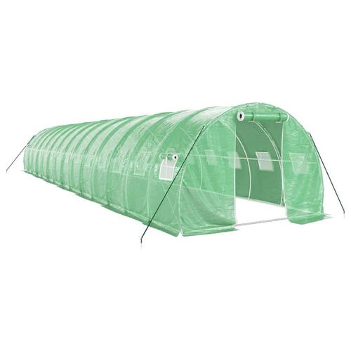 Drivhus med stålstel 42 m² 14x3x2 m grøn