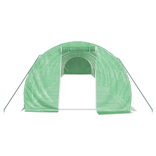 Drivhus med stålstel 42 m² 14x3x2 m grøn